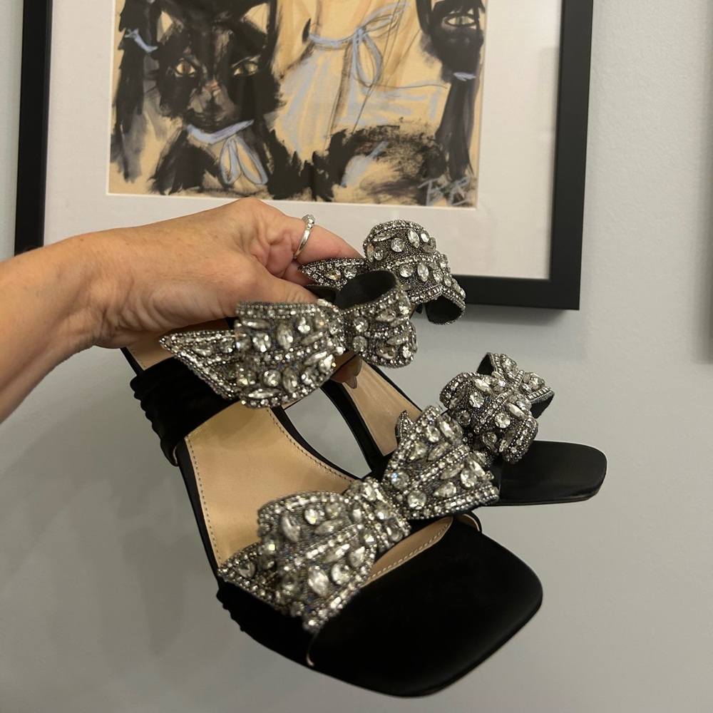 Betsy Johnson rhinestone double bow heels